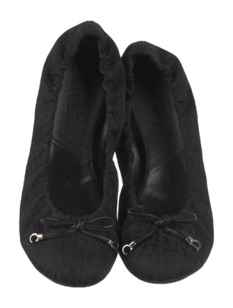 Christian Dior Diorissimo Pattern Bow Accents Ballet Flats