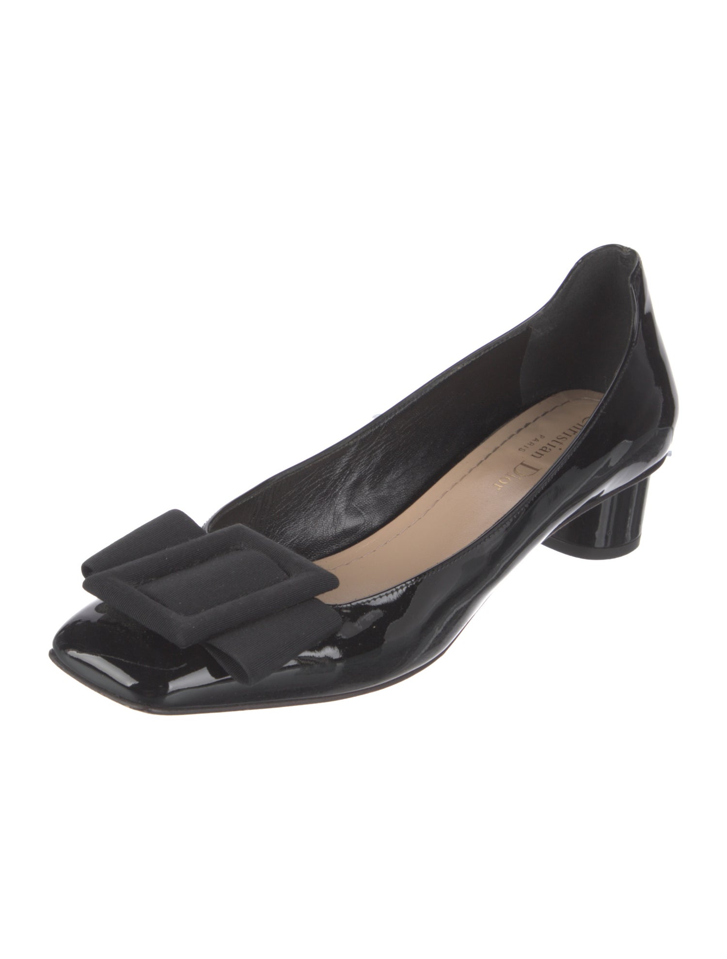 Christian Dior Patent Leather Bow Accents Pumps