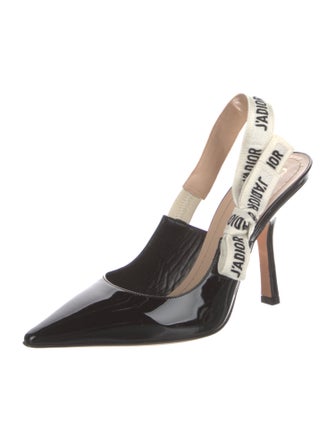 Christian Dior Patent Leather Printed Slingback Pumps