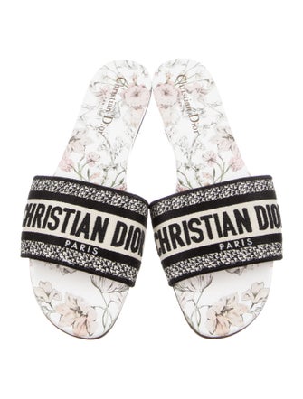 Christian Dior Printed Embroidered Accent Slides