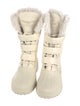 Christian Dior Leather Fur Trim Lace-Up Boots