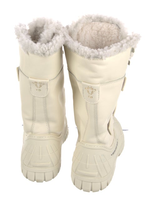Christian Dior Leather Fur Trim Lace-Up Boots