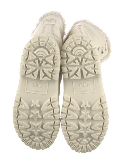 Christian Dior Leather Fur Trim Lace-Up Boots