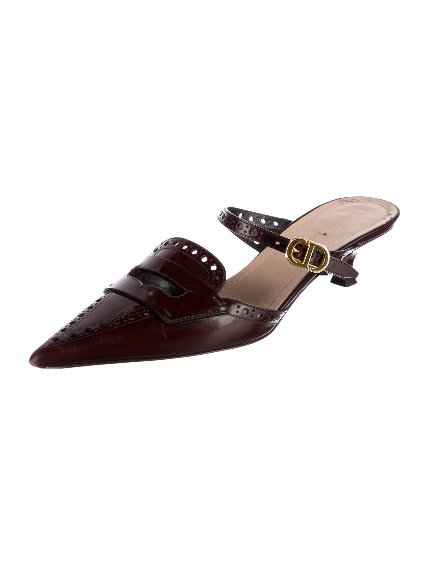 Christian Dior Patent Leather Lasercut Accents Mules