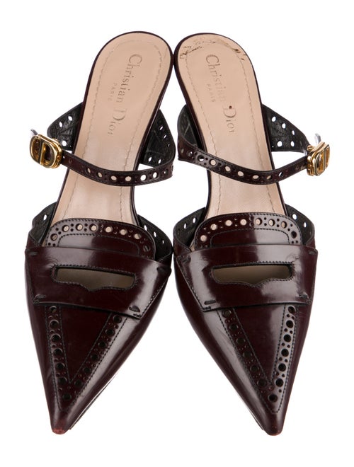 Christian Dior Patent Leather Lasercut Accents Mules