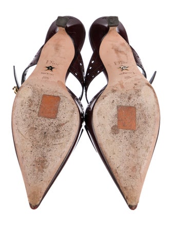 Christian Dior Patent Leather Lasercut Accents Mules