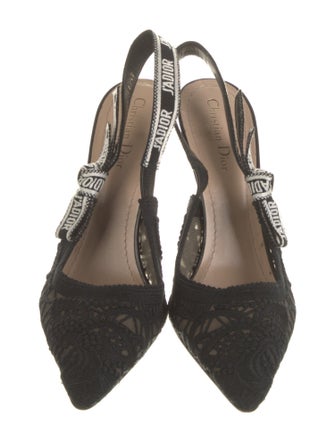 Christian Dior Printed Bow Accents Slingback Pumps