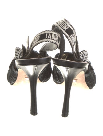 Christian Dior Printed Bow Accents Slingback Pumps