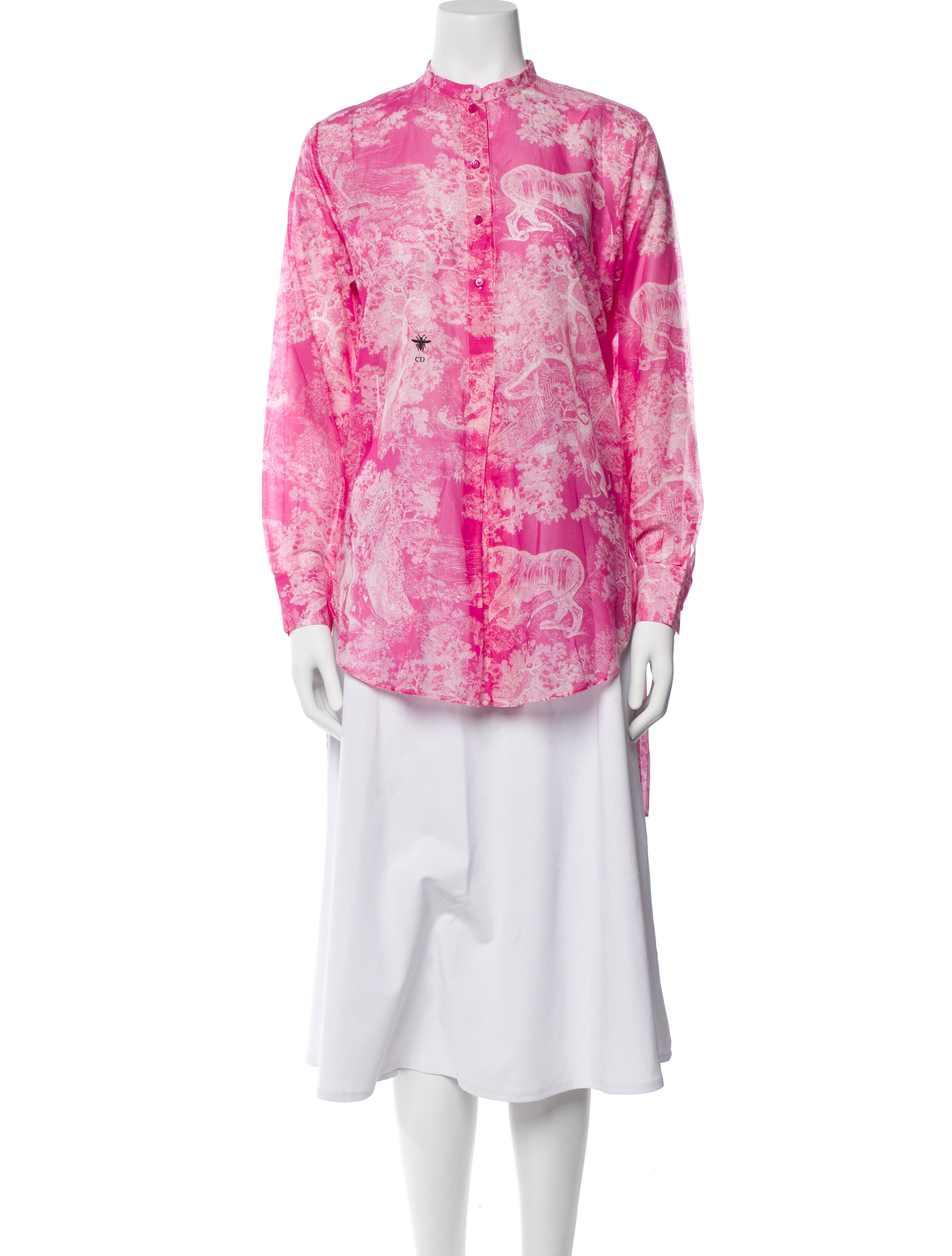 Christian Dior Floral Print Mock Neck Tunic