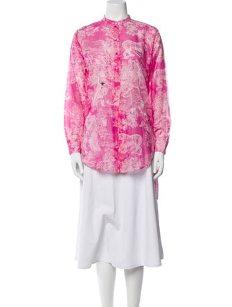 Christian Dior Floral Print Mock Neck Tunic
