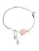 Christian Dior Crystal & Ceramic Flower CD Charm Bracelet
