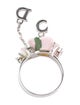 Christian Dior Crystal & Resin Flower CD Charm Ring