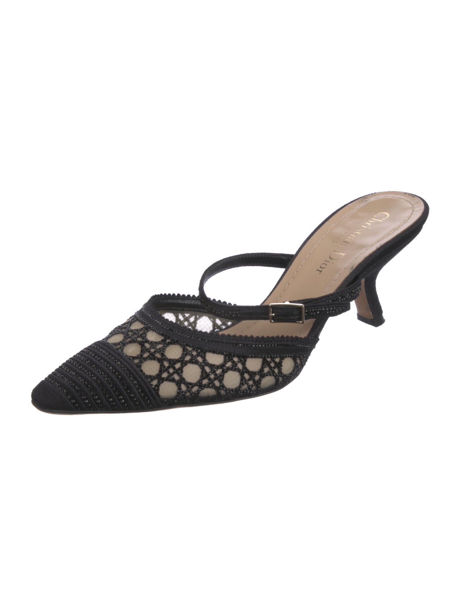 Christian Dior Cannage Pattern Mesh Accents Mules