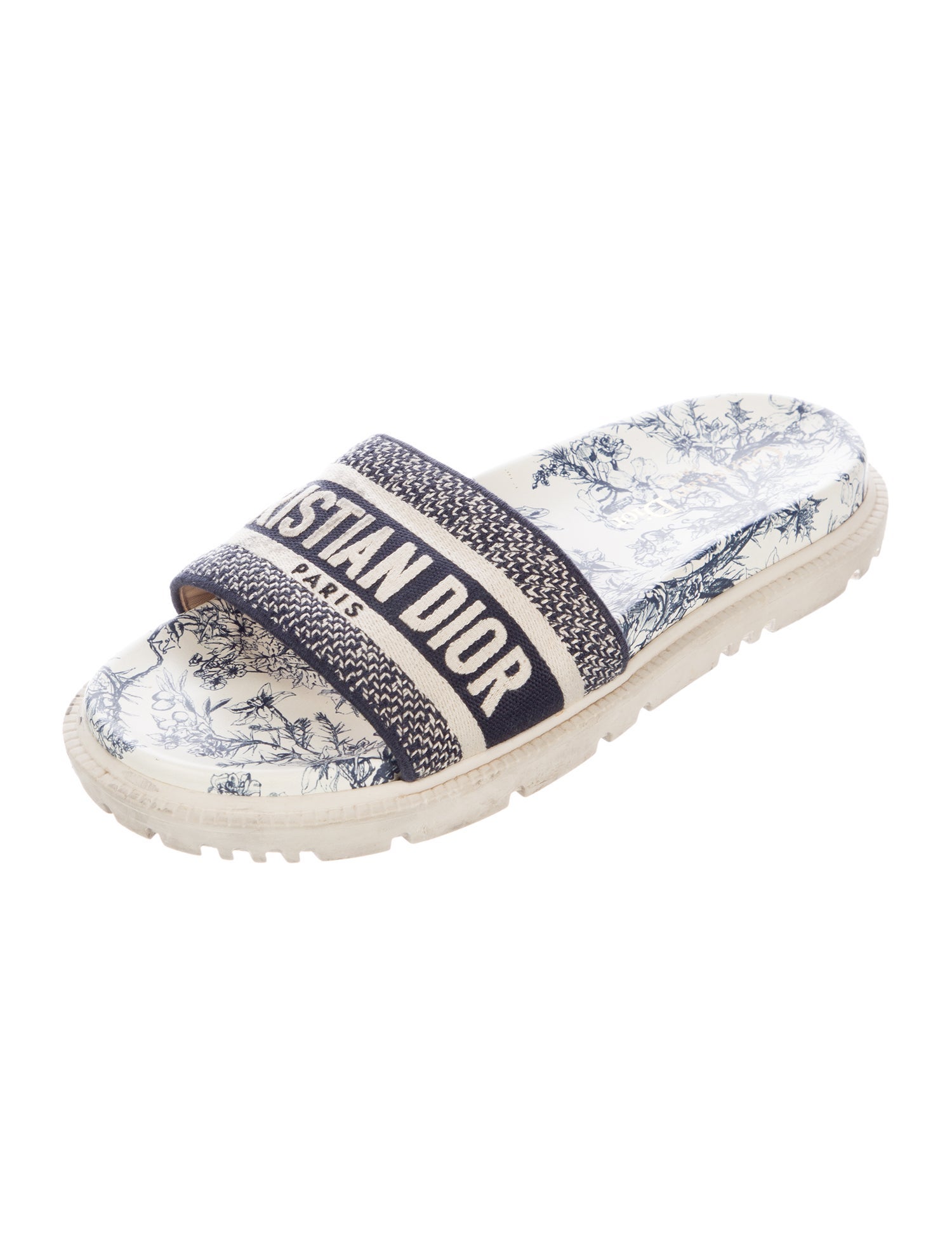 Christian Dior Printed Embroidered Accent Slides