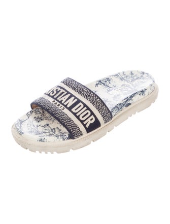 Christian Dior Printed Embroidered Accent Slides