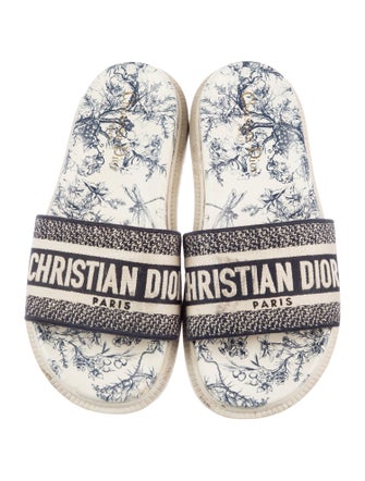 Christian Dior Printed Embroidered Accent Slides