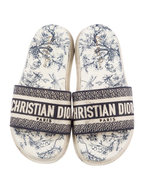 Christian Dior Printed Embroidered Accent Slides