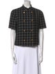 Christian Dior Wool Plaid Print Button-Up Top