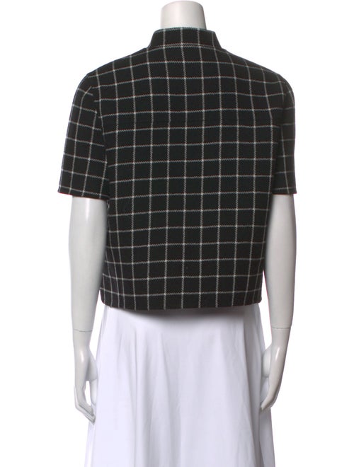 Christian Dior Wool Plaid Print Button-Up Top