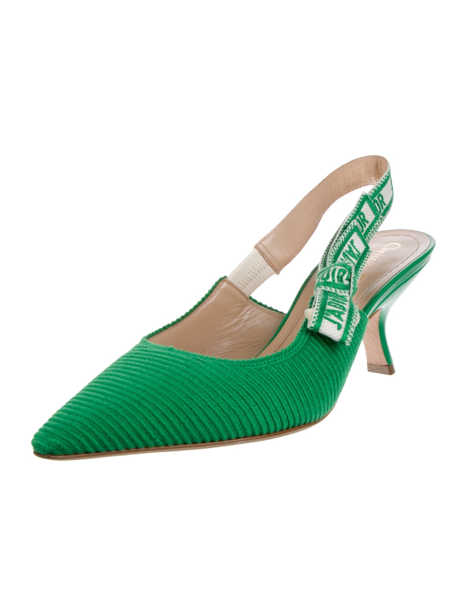 Christian Dior Printed Bow Accents Slingback Pumps
