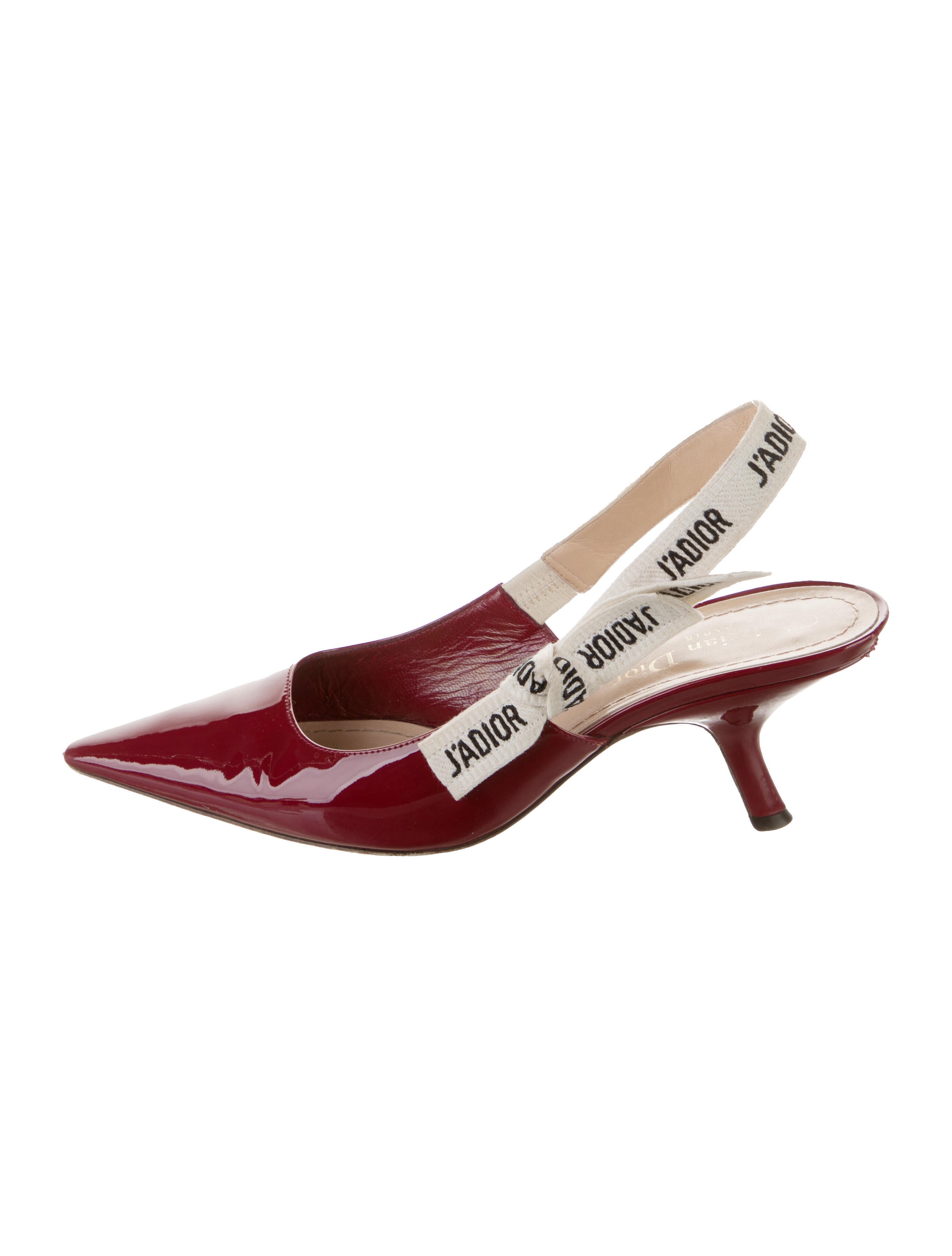 Christian Dior Patent Leather Graphic Print Slingback Pumps