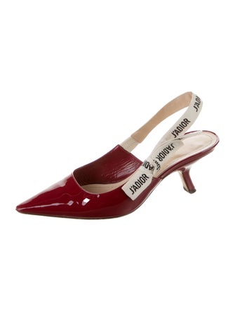 Christian Dior Patent Leather Graphic Print Slingback Pumps