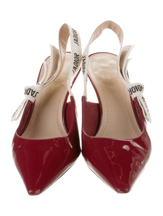 Christian Dior Patent Leather Graphic Print Slingback Pumps