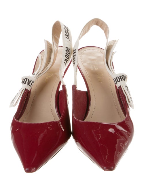 Christian Dior Patent Leather Graphic Print Slingback Pumps