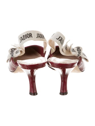 Christian Dior Patent Leather Graphic Print Slingback Pumps