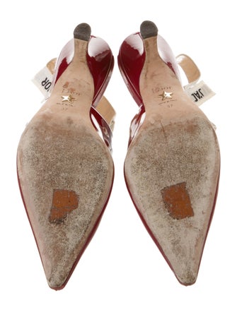 Christian Dior Patent Leather Graphic Print Slingback Pumps