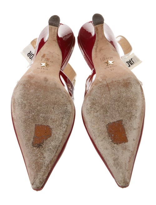 Christian Dior Patent Leather Graphic Print Slingback Pumps