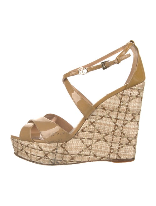 Christian Dior Cannage Pattern Patent Leather Espadrilles