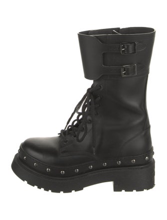 Christian Dior Leather Printed Combat Boots
