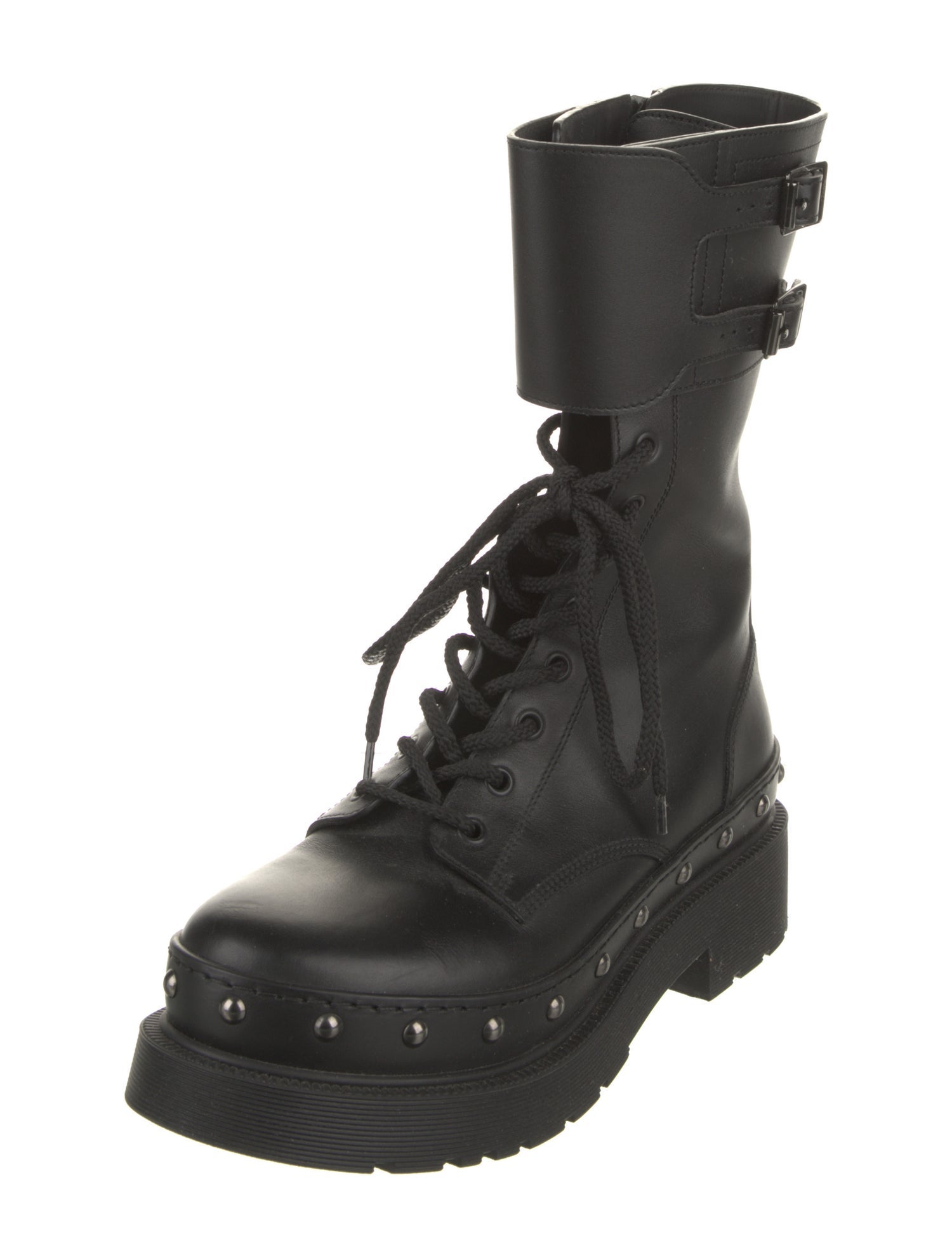 Christian Dior Leather Printed Combat Boots