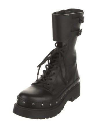 Christian Dior Leather Printed Combat Boots