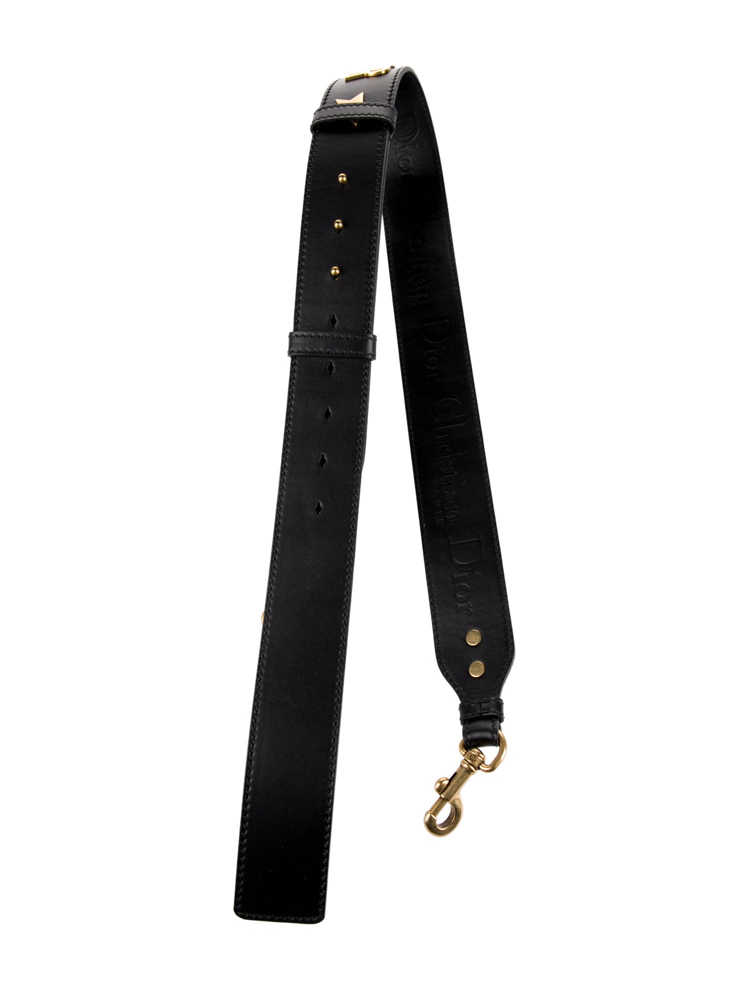 Christian Dior Gold Tone Leather Bag Strap