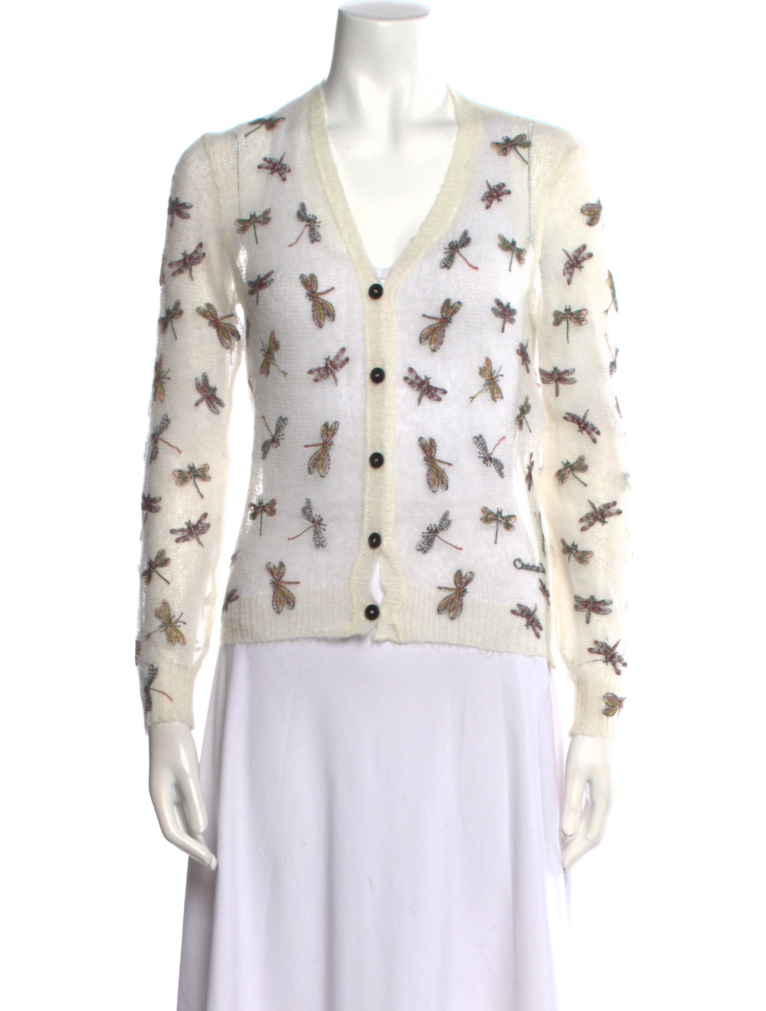 Christian Dior Printed V-Neck Sweater