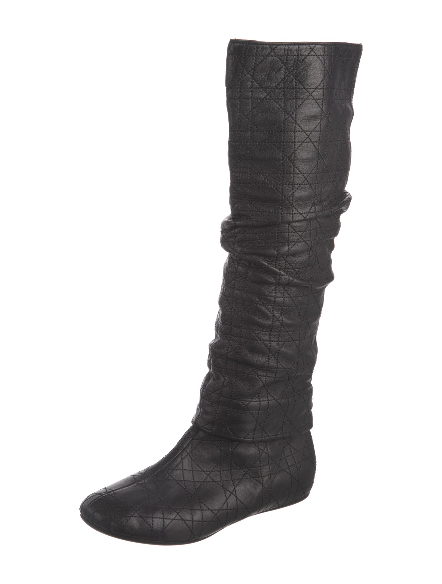 Christian Dior Cannage Pattern Leather Riding Boots