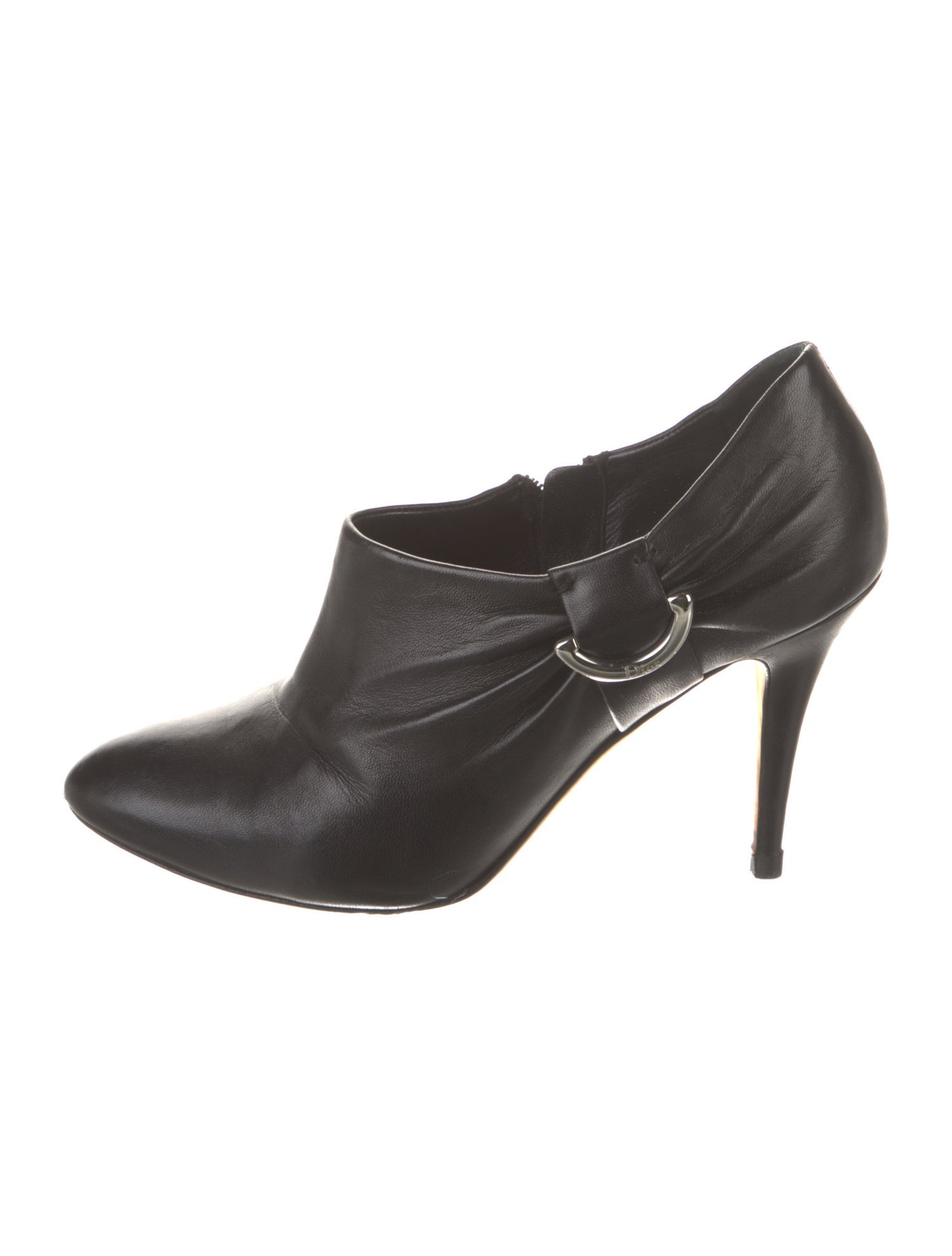 Christian Dior Leather Pleated Accents T-Strap Pumps