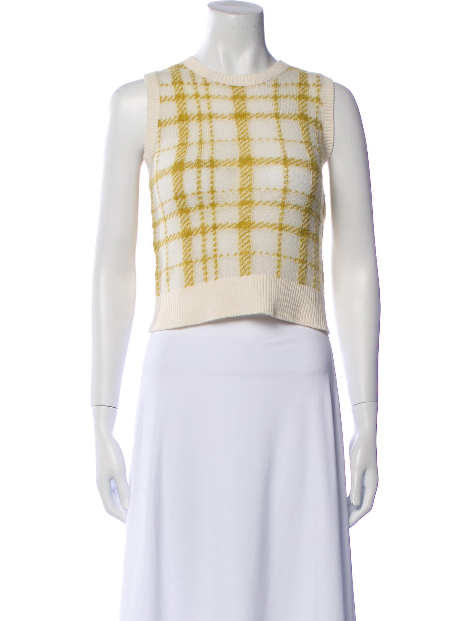 Christian Dior Virgin Wool Plaid Print Crop Top