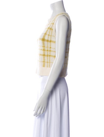 Christian Dior Virgin Wool Plaid Print Crop Top