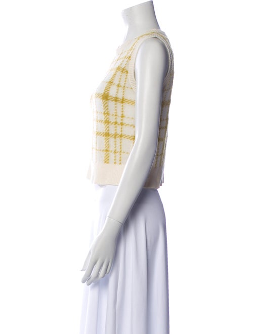 Christian Dior Virgin Wool Plaid Print Crop Top