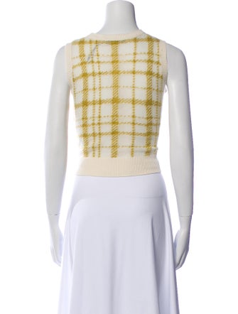 Christian Dior Virgin Wool Plaid Print Crop Top