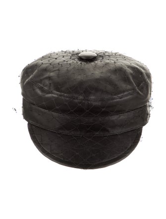 Christian Dior Leather Veil Newsboy Hat