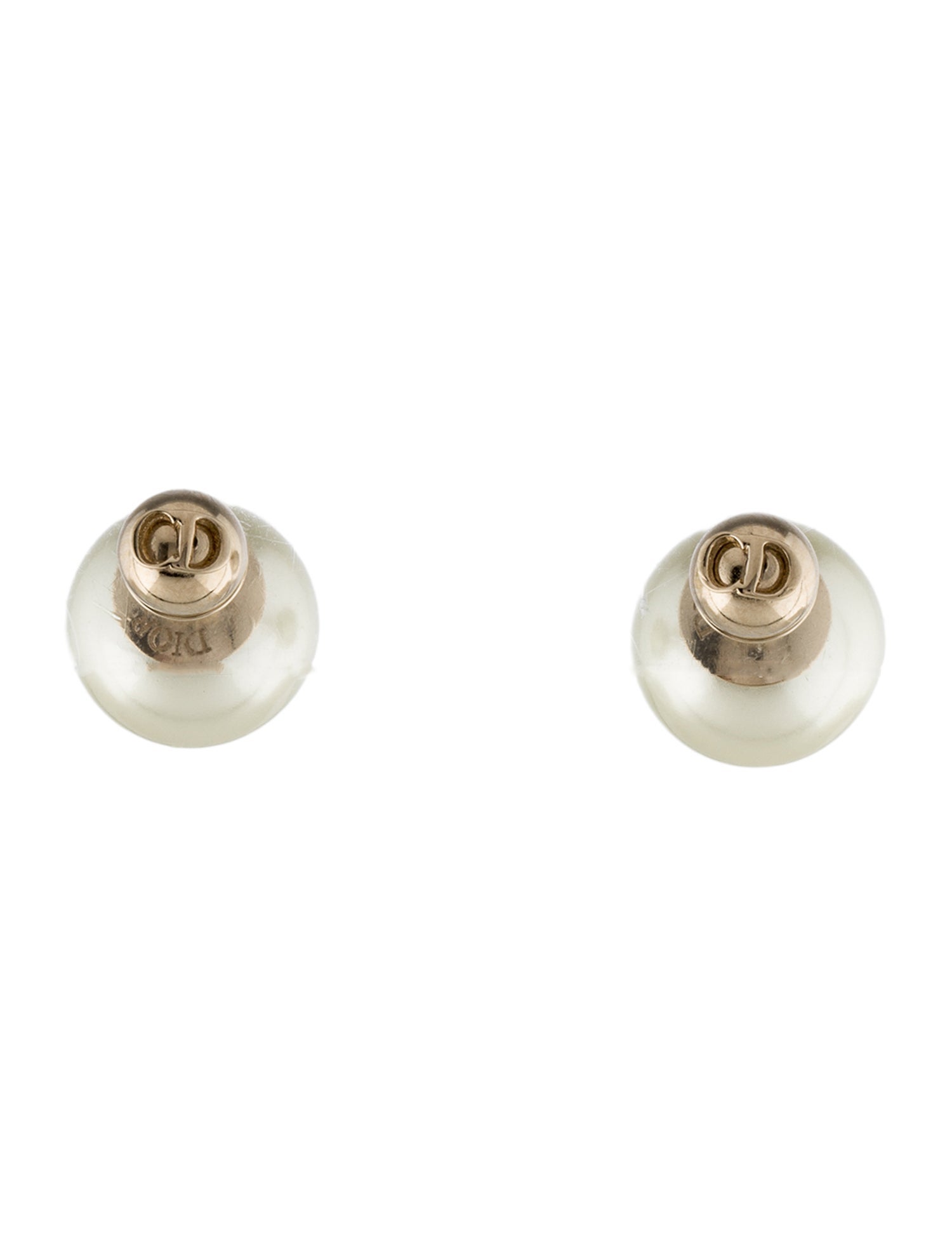 Christian Dior Faux Pearl Tribales Stud Earrings