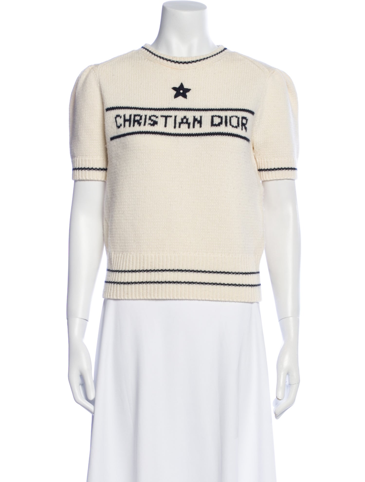 Christian Dior Virgin Wool Graphic Print Sweater