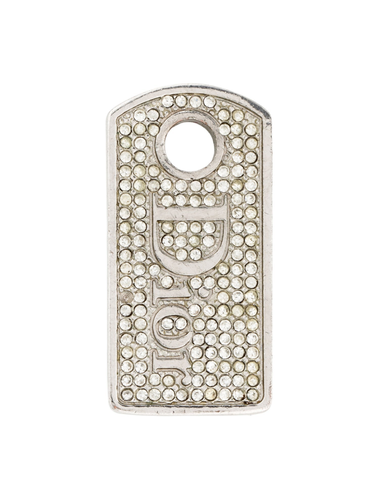 Christian Dior Vintage Crystal Dog Tag Pendant