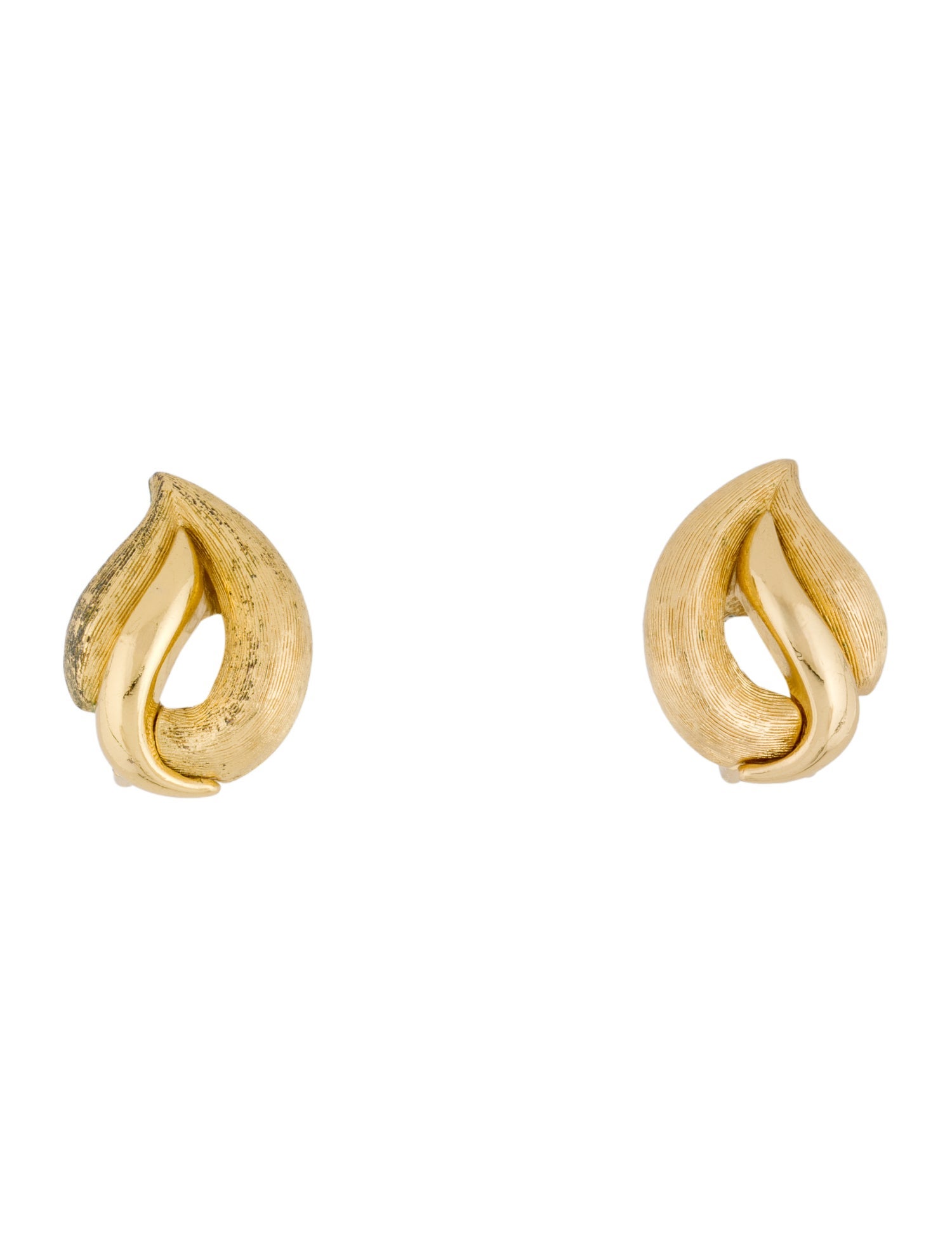 Christian Dior Vintage Textured Leaf Clip-On Earrings