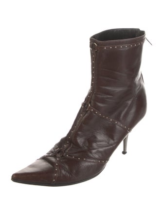 Christian Dior Leather Studded Accents Lace-Up Boots