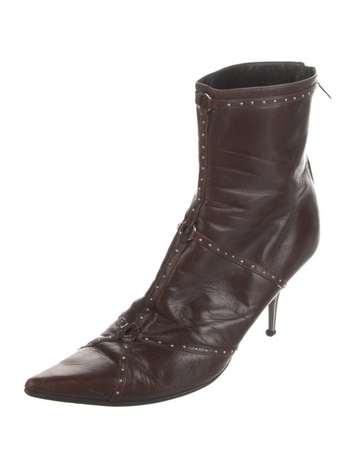 Christian Dior Leather Studded Accents Lace-Up Boots